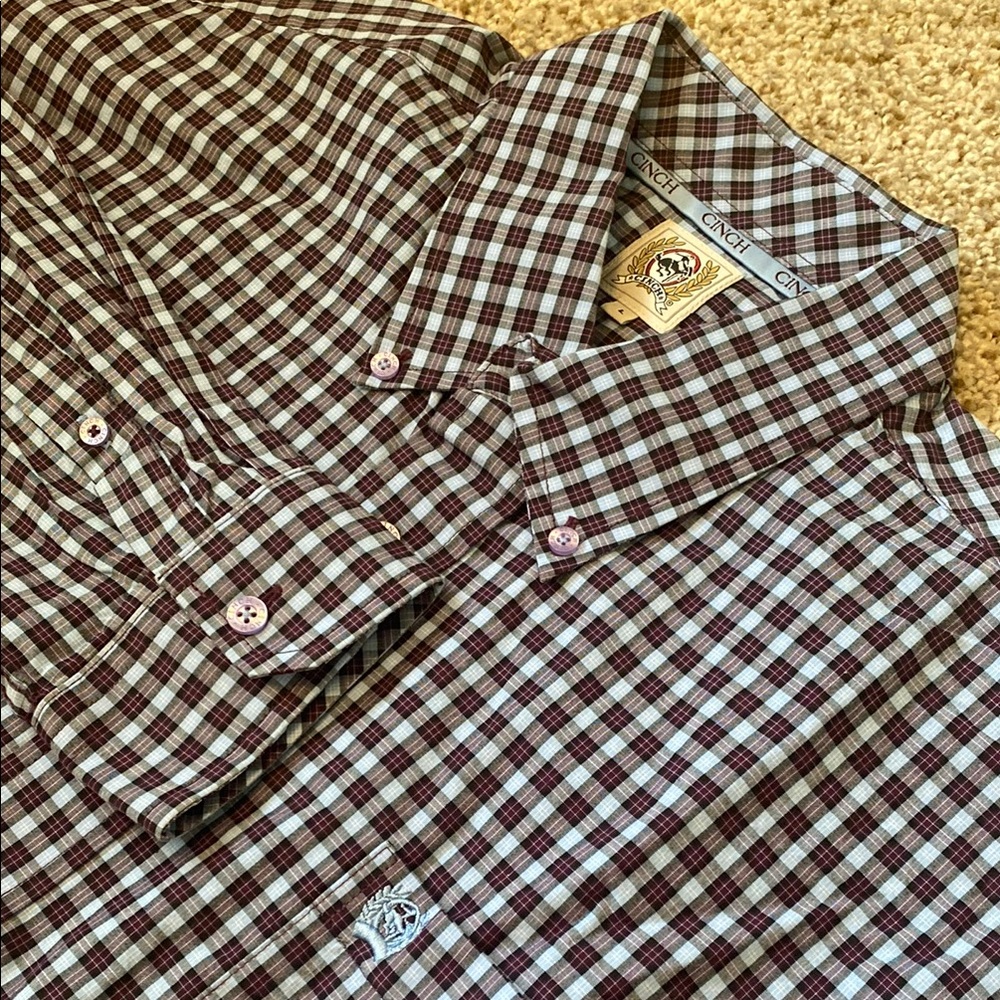 Cinch Men’s Multi Color Check Long Sleeve Casual Button Down MTW1103573 (Large)